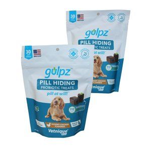 Gulpz Probiotic Pill Hiding Pockets Dogs Hide Hold Deliver Pet Meds 2 x 30 Chews